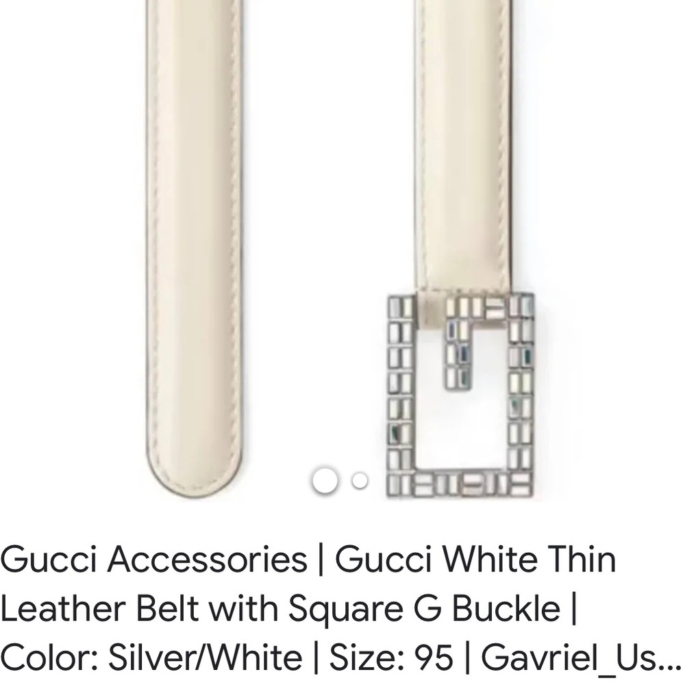 Flawless Gucci white belt with bling G